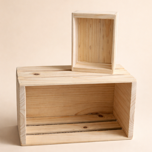Pack 2  Cajón de madera natural