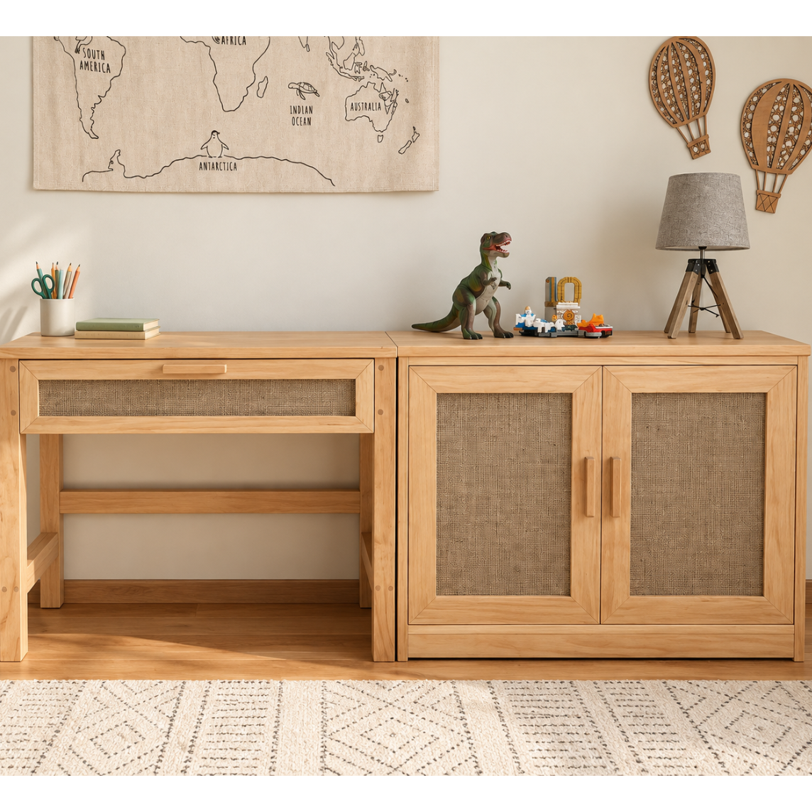 Pack Tu Espacio — Escritorio + Mueble Organizador Arpillera