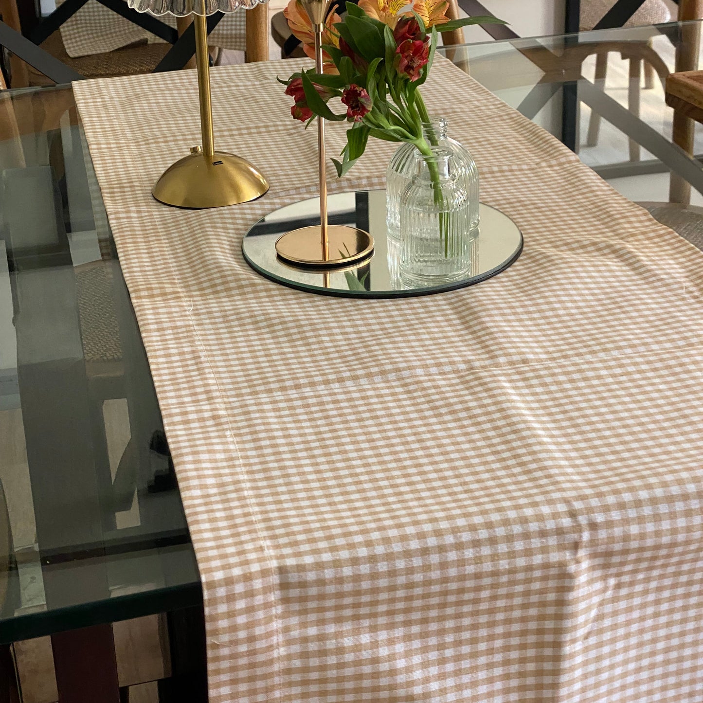 camino de mesa vichy beige