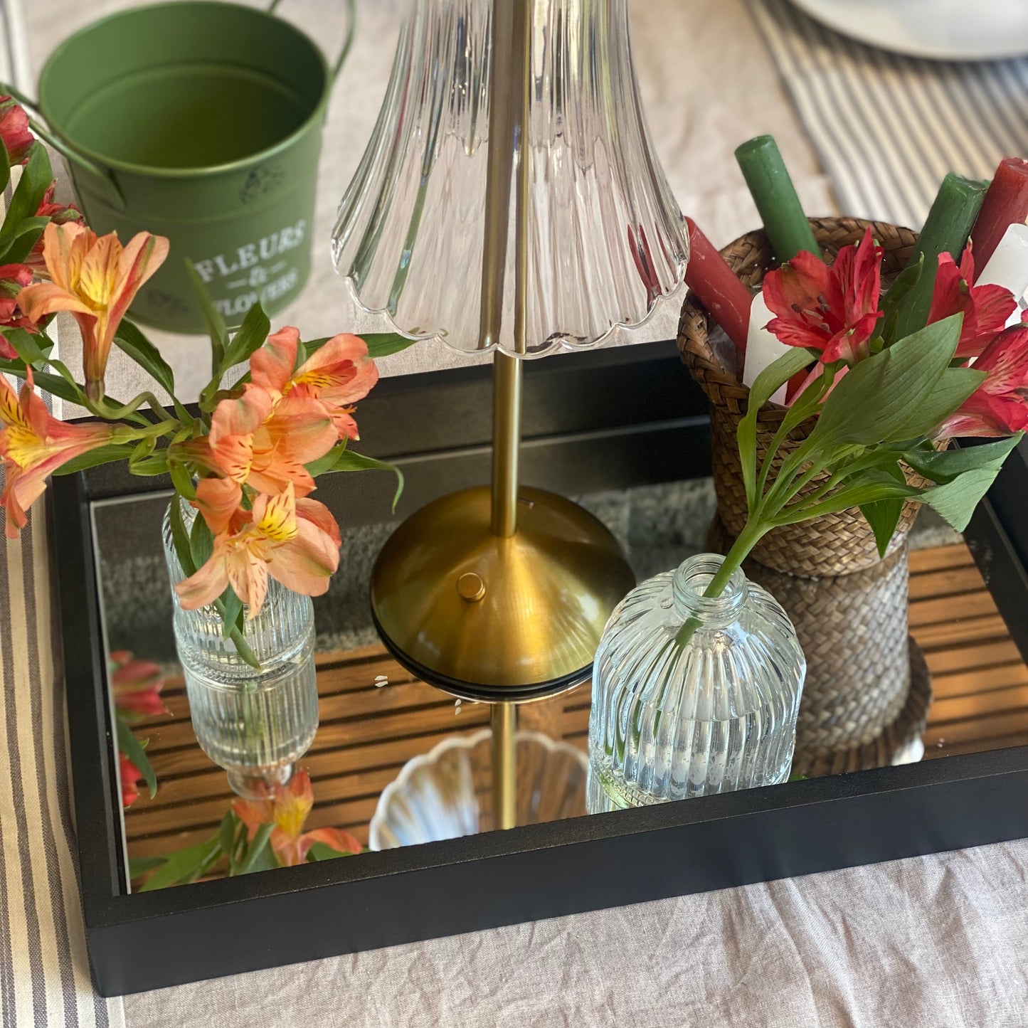 bandeja espejada negro decorativa para mesas 