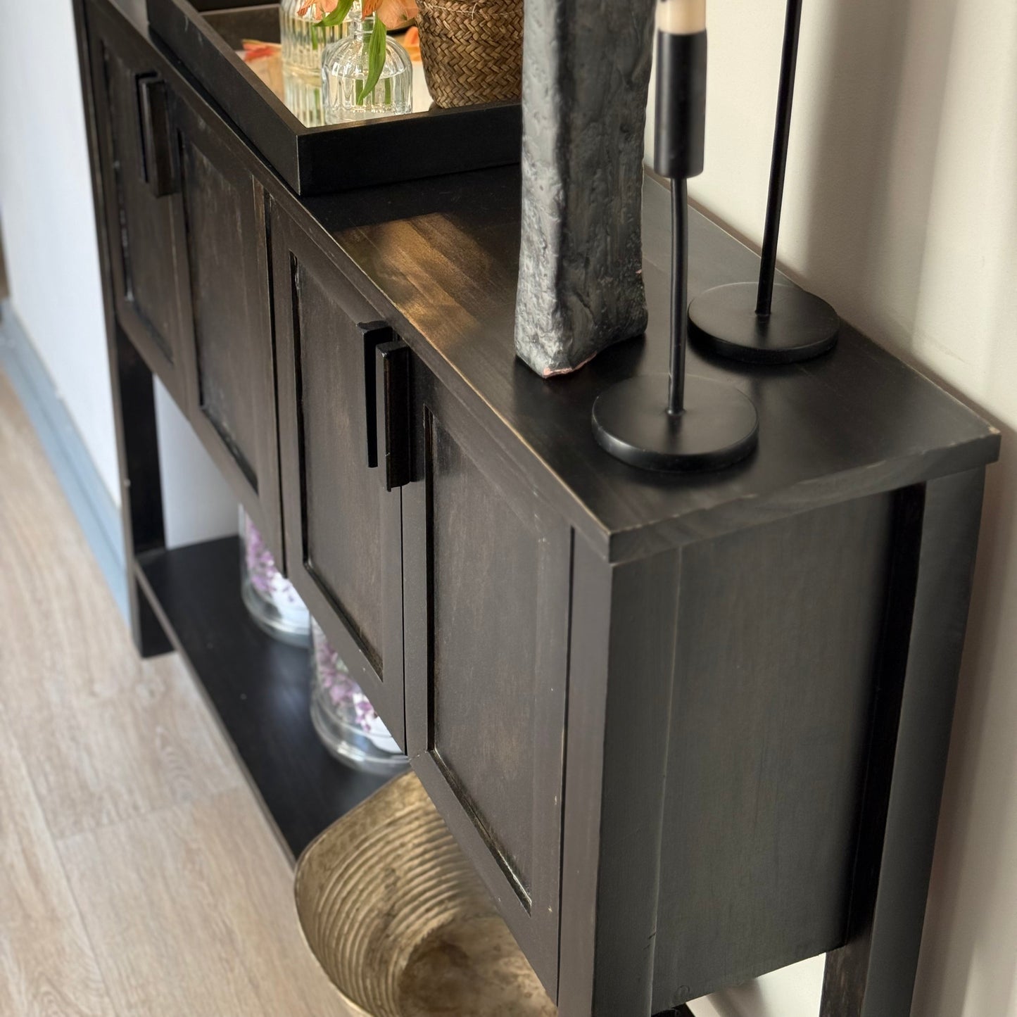 mesa arrimo negra para entrada 