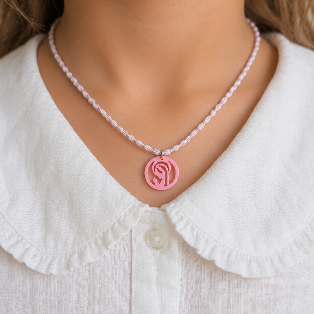 collar virgen niña rosado 